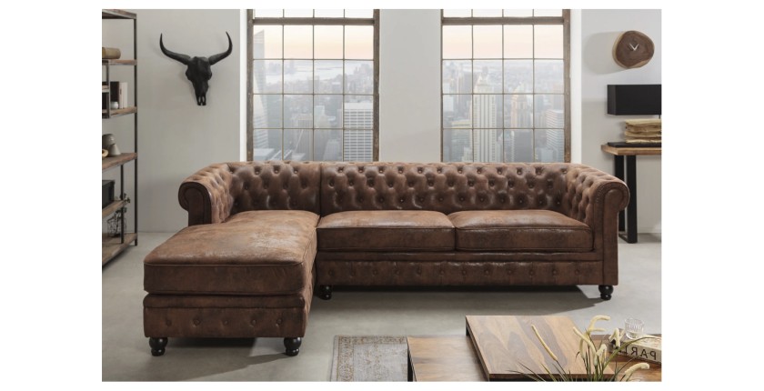 Canapé d'angle EDGAR marron mis en situation