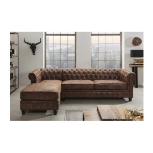 Canapé d'angle EDGAR marron mis en situation