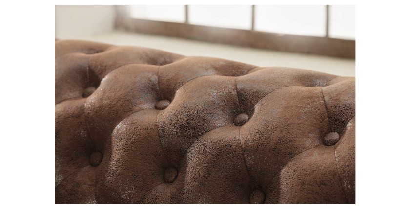 Zoom sur le dossier du canapé d'angle EDGAR marron