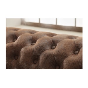 Zoom sur le dossier du canapé d'angle EDGAR marron