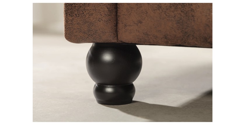 Zoom sur l'un des pieds du canapé d'angle EDGAR marron