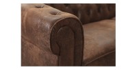 Zoom sur l'accoudoir du canapé d'angle EDGAR marron
