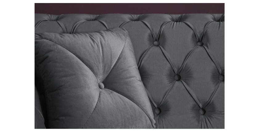 Zoom sur le dossier du canapé droit EDGAR en velours gris