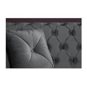 Zoom sur le dossier du canapé droit EDGAR en velours gris