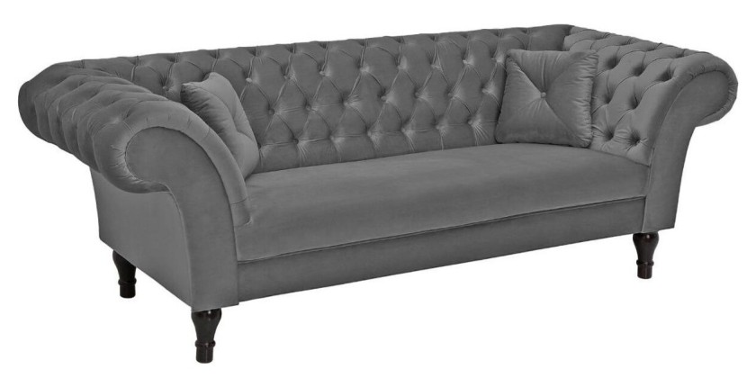 Canapé droit EDGAR en velours gris