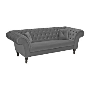 Canapé droit EDGAR en velours gris