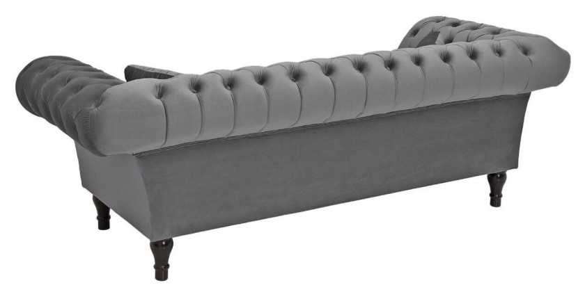 Canapé droit EDGAR en velours gris vu de dos