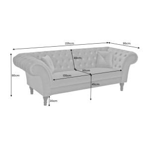 Dimensions du canapé droit EDGAR en velours gris