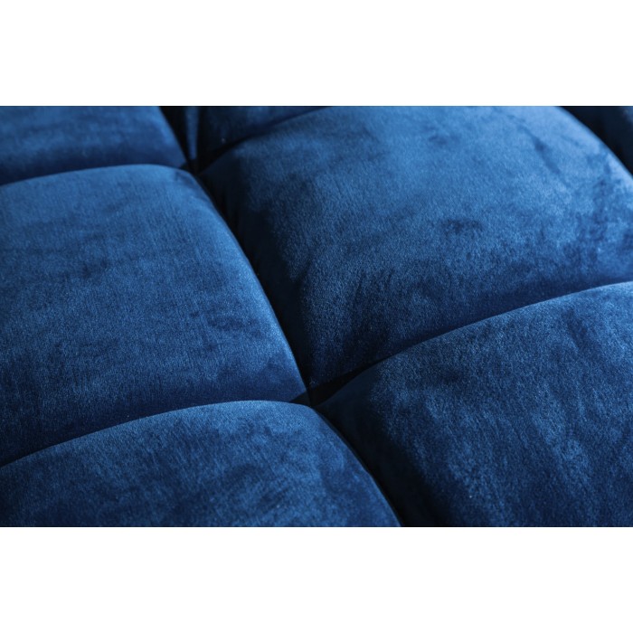 Sofa KOLIRI 3-zits blauw - Design sofa in fluweel met massief houten frame