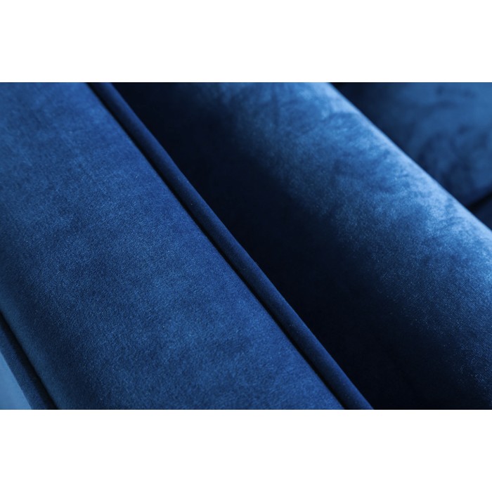 Sofa KOLIRI 3-zits blauw - Design sofa in fluweel met massief houten frame