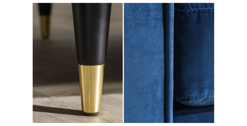 Zoom sur les détails du canapé 3 places KOLIRI bleu