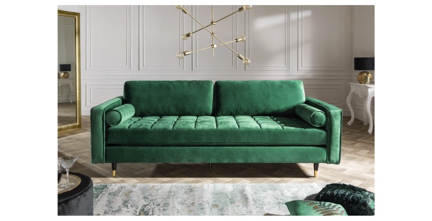 Canapé 3 places KOLIRI vert émeraude mis en situation