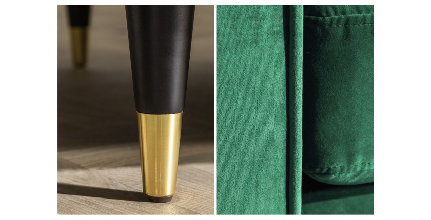 Zoom sur les détails du canapé 3 places KOLIRI vert émeraude