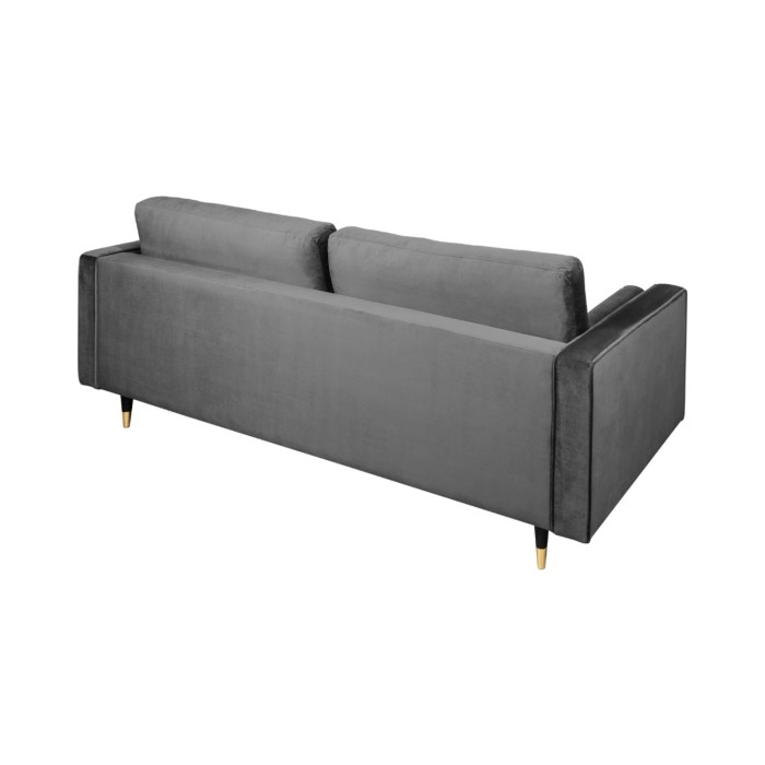 Sofa KOLIRI 3-Sitzer grau – Designersofa aus Samt mit Massivholzstruktur