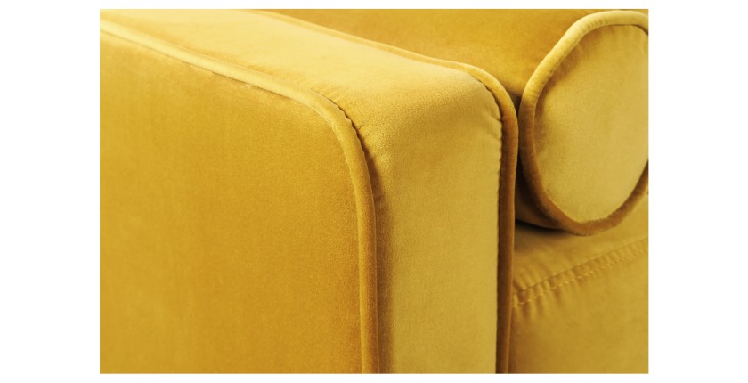 Zoom sur la tranche du canapé droit 3 places KOLIRI jaune
