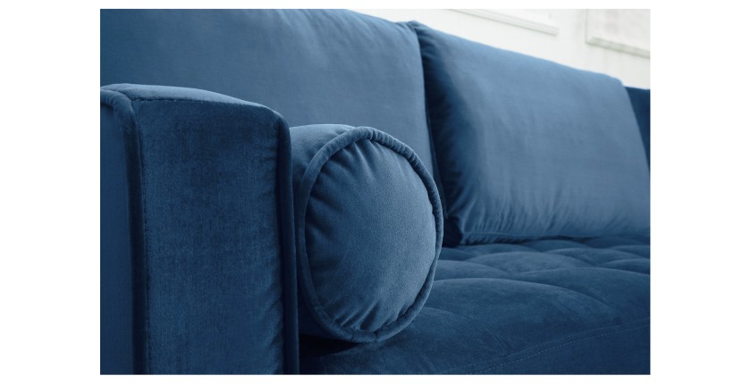 Zoom sur l'accoudoir du canapé d'angle KOLIRI bleu