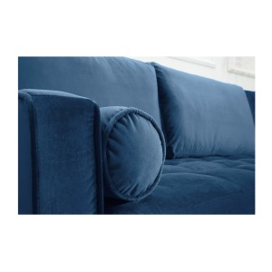 Zoom sur l'accoudoir du canapé d'angle KOLIRI bleu