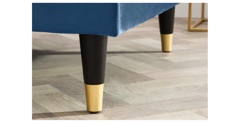 Zoom sur les pieds du canapé d'angle KOLIRI bleu