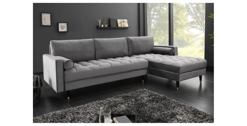 Canapé d'angle KOLIRI gris vu de côté