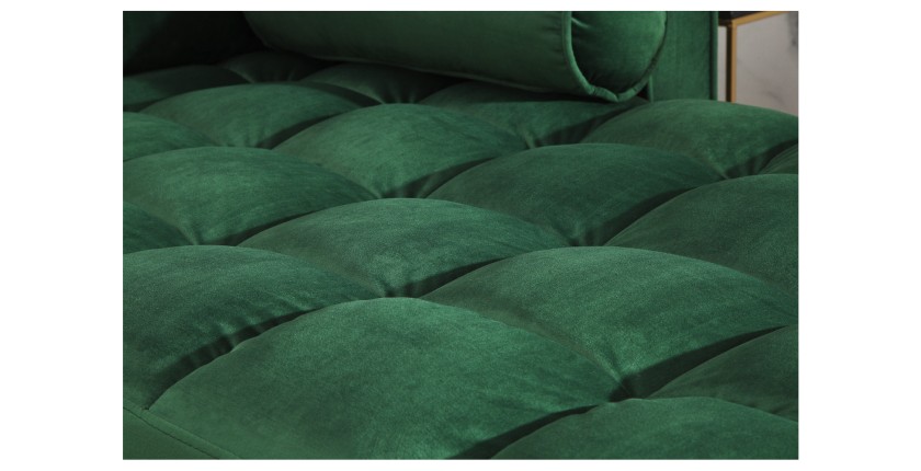 Zoom sur l'assise du canapé d'angle KOLIRI vert émeraude