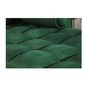 Zoom sur l'assise du canapé d'angle KOLIRI vert émeraude