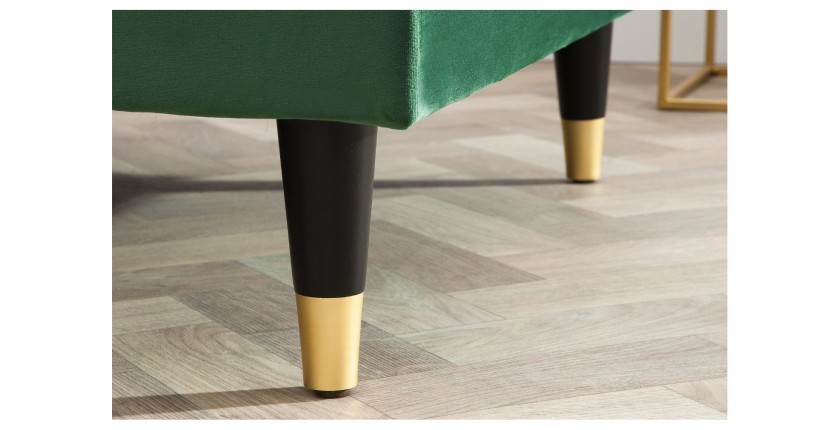 Zoom sur les pieds du canapé d'angle KOLIRI vert émeraude
