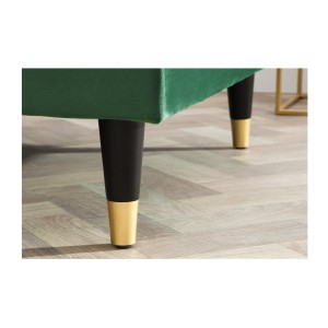 Zoom sur les pieds du canapé d'angle KOLIRI vert émeraude