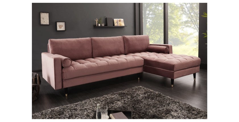 Canapé d'angle KOLIRI rose poudré vu de côté
