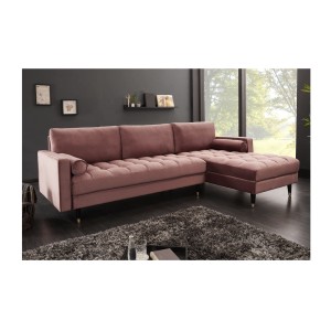 Canapé d'angle KOLIRI rose poudré vu de côté