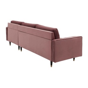 Canapé d'angle KOLIRI rose poudré vu de dos