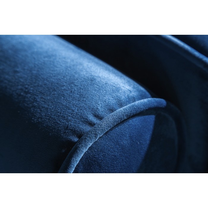 Hoekbank KOLIRI blauw - Design fluwelen bank met bijpassende poef