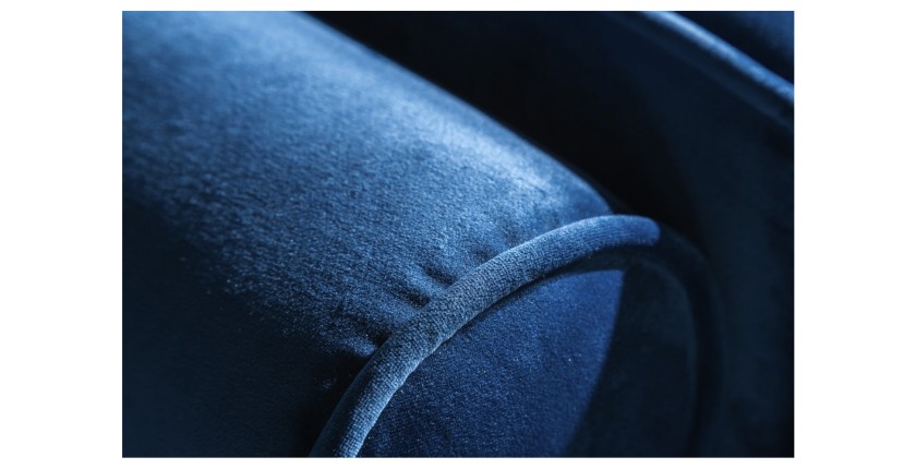 Zoom sur l'accoudoir du canapé pour la configuration canapé + pouf KOLIRI bleu