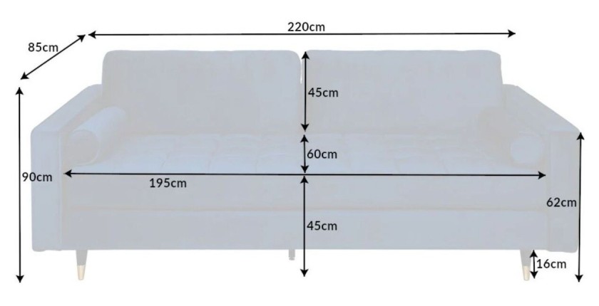 Dimensions du canapé pour la configuration canapé + pouf KOLIRI bleu
