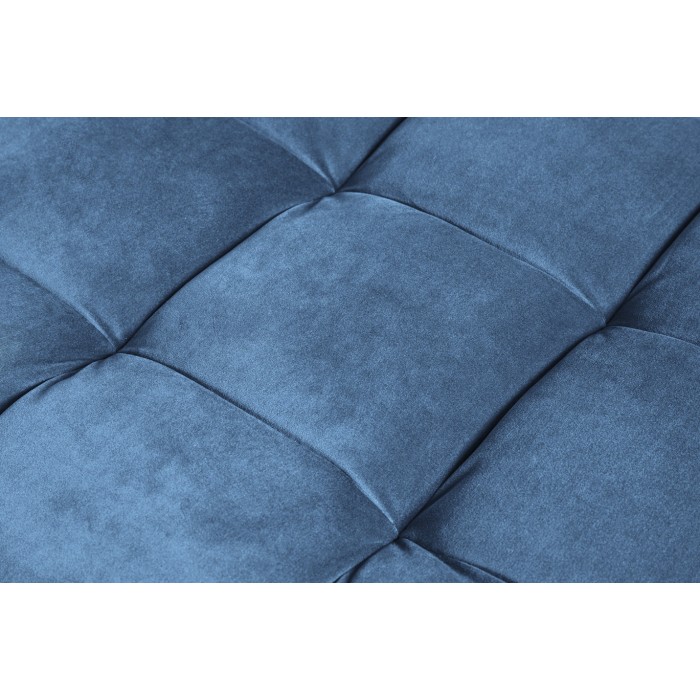 Hoekbank KOLIRI blauw - Design fluwelen bank met bijpassende poef