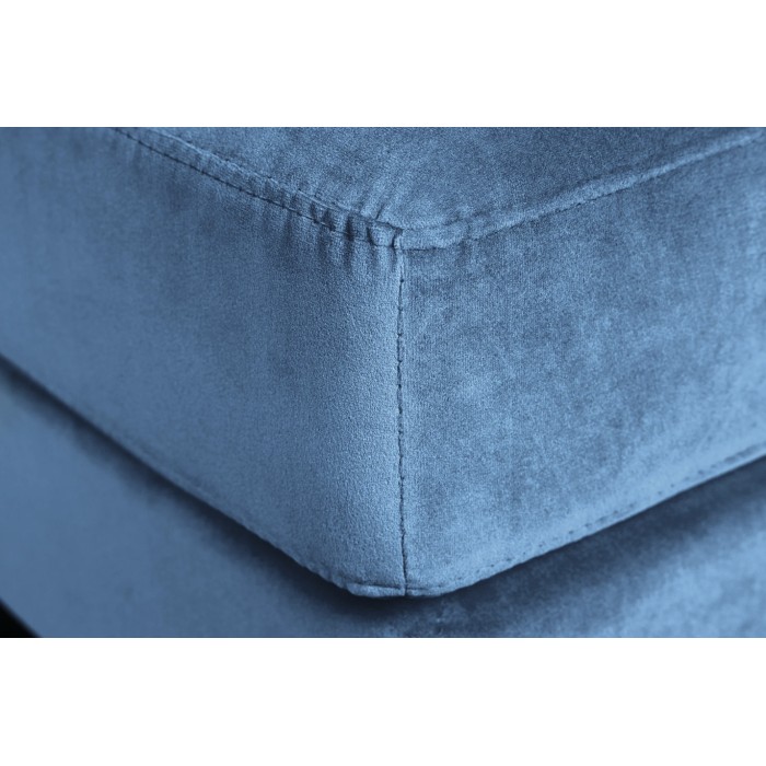 Hoekbank KOLIRI blauw - Design fluwelen bank met bijpassende poef