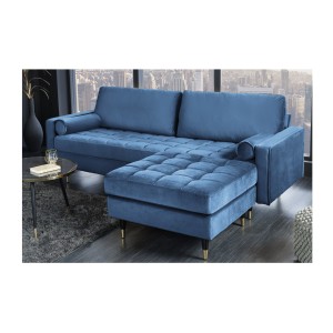 Canapé et pouf KOLIRI bleu mis en situation