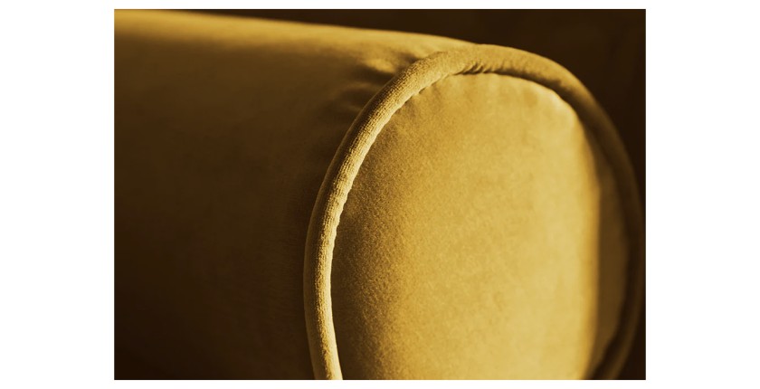 Zoom sur l'accoudoir du canapé pour la configuration du canapé et pouf KOLIRI jaune