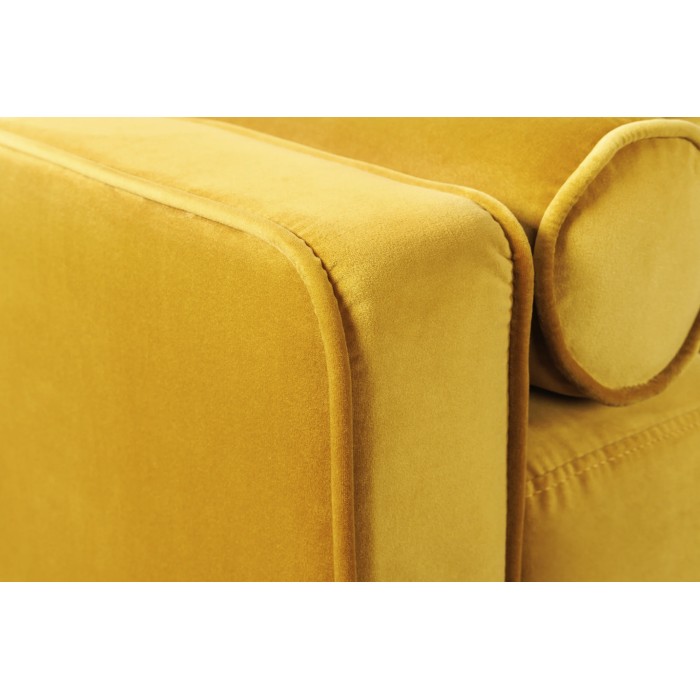 Canapé d'angle réversible KOLIRI amarillo – Sofá de diseño en terciopelo con otomana a juego