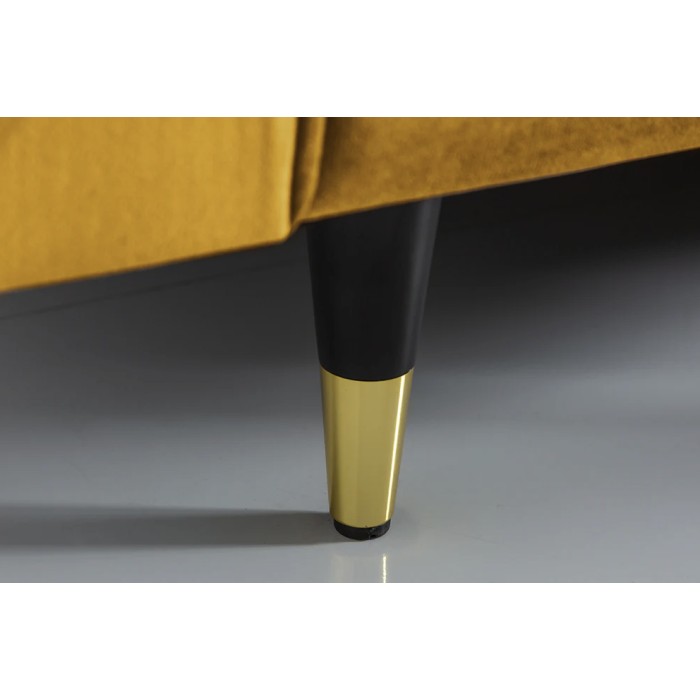 Canapé d'angle réversible KOLIRI amarillo – Sofá de diseño en terciopelo con otomana a juego
