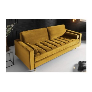 Zoom sur le canapé de la configuration du canapé et pouf KOLIRI jaune