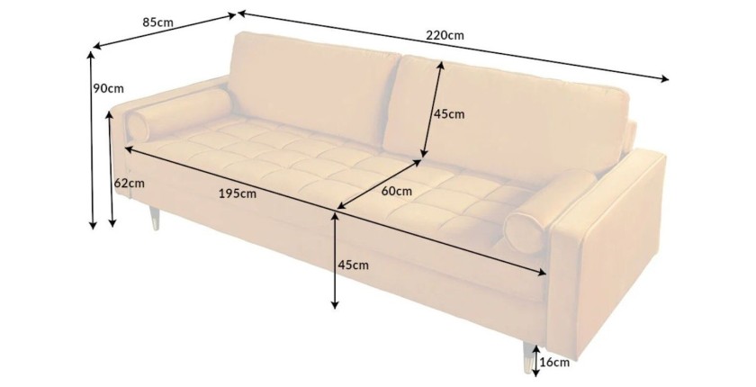 Dimensions du canapé de la configuration du canapé et pouf KOLIRI jaune