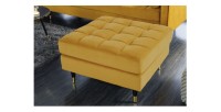 Zoom sur le pouf de la configuration du canapé et pouf KOLIRI jaune vu de côté