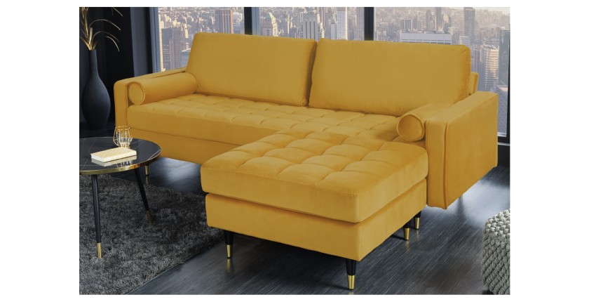 Canapé et pouf KOLIRI jaune mis en situation