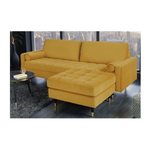 Canapé et pouf KOLIRI jaune mis en situation