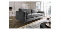 Zoom sur le canapé dans la configuration canapé et pouf KOLIrI gris vu de côté