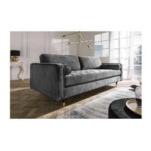 Zoom sur le canapé dans la configuration canapé et pouf KOLIrI gris vu de côté