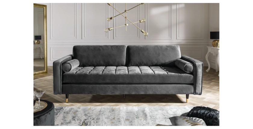 Zoom sur le canapé dans la configuration canapé et pouf KOLIrI gris