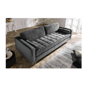 Zoom sur le canapé dans la configuration canapé et pouf KOLIrI gris vu de haut