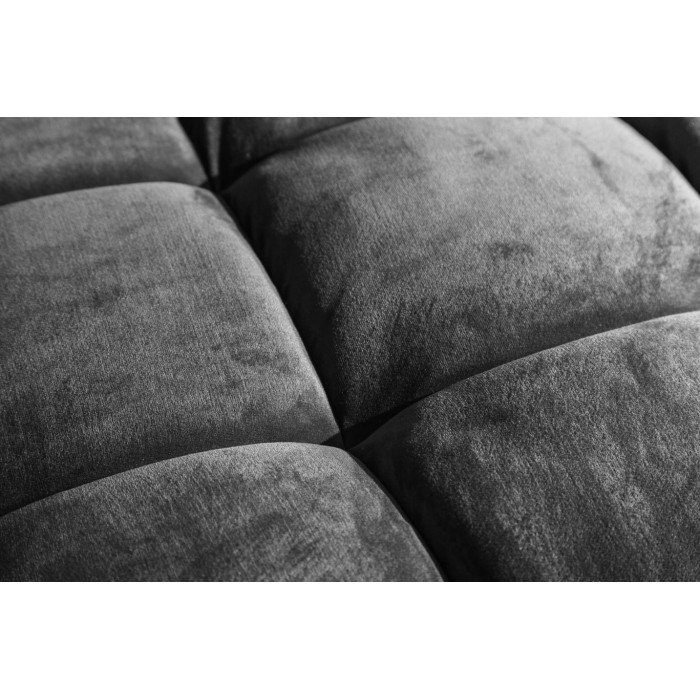 Canapé de esquina reversible KOLIRI gris – Sofá de diseño en terciopelo con puf a juego
