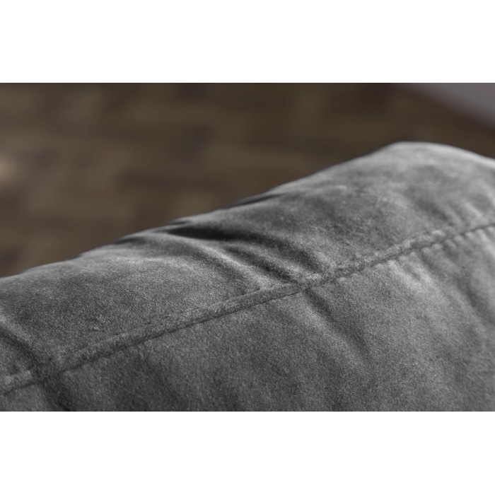 Canapé de esquina reversible KOLIRI gris – Sofá de diseño en terciopelo con puf a juego